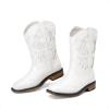 imageDREAM PAIRS Toddler Cowboy Boots Cowgirl Boots for Girls Square Toe Mid Calf Boys Western Fashion Riding Shoes for ToddlerLittle KidBig KidWhite