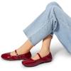 imageDREAM PAIRS Womens Ballet Flats Foldable Square Toe Mary Jane Flats Comfortable Slip On Dress Shoes Business Casual Work Mary Jane ShoesRed