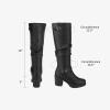 imageDREAM PAIRS Womens Chunky Heel Knee High Boots Side Zipper Round Toe Boots with Faux Fur LiningBlack