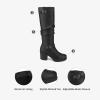 imageDREAM PAIRS Womens Chunky Heel Knee High Boots Side Zipper Round Toe Boots with Faux Fur LiningBlack