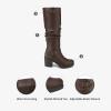 imageDREAM PAIRS Womens Chunky Heel Knee High Boots Side Zipper Round Toe Boots with Faux Fur LiningBrown