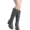 imageDREAM PAIRS Womens Chunky Heel Knee High Boots Side Zipper Round Toe Boots with Faux Fur LiningGrey