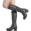 imageDREAM PAIRS Womens Chunky Heel Knee High Boots Side Zipper Round Toe Boots with Faux Fur LiningGrey