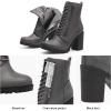 imageDREAM PAIRS Womens Combat Ankle Boots Chunky Heel Lace up Fashion Heeled BootiesGreyPu