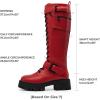 imageDREAM PAIRS Womens Combat Riding Platform Knee High Boots Lace Up Fall Lug Sole Gothic Motorcycle Boots with Inside ZipperRed