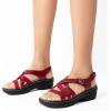 imageDREAM PAIRS Womens Comfortable Arch Support Wedge Sandals Open Toe Summer Walking ShoeRed