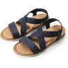 imageDREAM PAIRS Womens Comfortable Low Wedge Sandals Open Toe Slip On Strappy Flat Sandals Lightweight Summer ShoesBlue