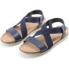 imageDREAM PAIRS Womens Comfortable Low Wedge Sandals Open Toe Slip On Strappy Flat Sandals Lightweight Summer ShoesNavy