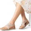 imageDREAM PAIRS Womens Comfortable Low Wedge Sandals Open Toe Slip On Strappy Flat Sandals Lightweight Summer ShoesNudeWhite