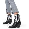 imageDREAM PAIRS Womens Cowboy Ankle Boots Western Booties Low Heel Pointed Toe Cowgirl BootsBlackCow