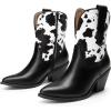 imageDREAM PAIRS Womens Cowboy Ankle Boots Western Booties Low Heel Pointed Toe Cowgirl BootsBlackCow