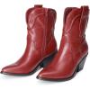 imageDREAM PAIRS Womens Cowboy Ankle Boots Western Booties Low Heel Pointed Toe Cowgirl BootsRed