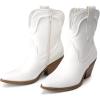 imageDREAM PAIRS Womens Cowboy Ankle Boots Western Booties Low Heel Pointed Toe Cowgirl BootsWhite