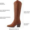 imageDREAM PAIRS Womens Cowboy Boots Wide Calf Comfortable Pull On Zipper Chunky Heel Pointed Toe Embroidered Western Cowgirl Knee High Boots Ladies Retro Tall BootBrown