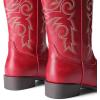 imageDREAM PAIRS Womens Cowboy Cowgirl Boots Embroidered Square Toe Mid Calf Western Boots Fashion Dress Chunky Low Heel Shoes for Theme Party Country ConcertRed