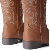 imageDREAM PAIRS Womens Cowboy Cowgirl Boots Embroidered Square Toe Mid Calf Western Boots Fashion Dress Chunky Low Heel Shoes for Theme Party Country ConcertTan