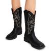 imageDREAM PAIRS Womens Cowboy Cowgirl Boots Embroidered Square Toe Mid Calf Western Boots Fashion Dress Chunky Low Heel Shoes for Theme Party Country ConcertBlack