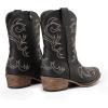 imageDREAM PAIRS Womens Cowboy Cowgirl Western Boots Embroidered Stitched Ankle Boots Square Toe Chunky Heel Fashion Short Booties with ZipperBlack