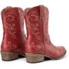 imageDREAM PAIRS Womens Cowboy Cowgirl Western Boots Embroidered Stitched Ankle Boots Square Toe Chunky Heel Fashion Short Booties with ZipperRed