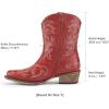 imageDREAM PAIRS Womens Cowboy Cowgirl Western Boots Embroidered Stitched Ankle Boots Square Toe Chunky Heel Fashion Short Booties with ZipperRed