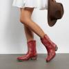 imageDREAM PAIRS Womens Cowboy Cowgirl Western Boots Embroidered Stitched Ankle Boots Square Toe Chunky Heel Fashion Short Booties with ZipperRed