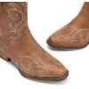imageDREAM PAIRS Womens Cowboy Cowgirl Western Boots Embroidered Stitched Ankle Boots Square Toe Chunky Heel Fashion Short Booties with ZipperTan