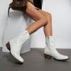 imageDREAM PAIRS Womens Cowboy Cowgirl Western Boots Embroidered Stitched Ankle Boots Square Toe Chunky Heel Fashion Short Booties with ZipperWhite