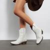 imageDREAM PAIRS Womens Cowboy Cowgirl Western Boots Embroidered Stitched Ankle Boots Square Toe Chunky Heel Fashion Short Booties with ZipperWhite
