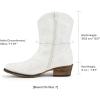 imageDREAM PAIRS Womens Cowboy Cowgirl Western Boots Embroidered Stitched Ankle Boots Square Toe Chunky Heel Fashion Short Booties with ZipperWhite