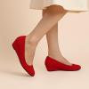 imageDREAM PAIRS Womens Debbie Mid Wedge Heel Pump ShoesRedSuede
