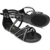 imageDREAM PAIRS Womens Dressy Gladiator Summer Cross Strappy Sandals Comfort Flat Casual Beach Fisherman Thong sandalsBlacksuede