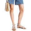 imageDREAM PAIRS Womens Dressy Gladiator Summer Cross Strappy Sandals Comfort Flat Casual Beach Fisherman Thong sandalsSilver