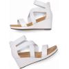 imageDREAM PAIRS Womens Elastic Ankle Strap Open Toe Platform Wedge Sandals Comfortable Summer ShoesWhite
