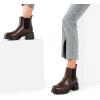 imageDREAM PAIRS Womens Elastic Chelsea Ankle Boots Platform Low Chunky Block Heel Lug Sole Slip on Fall Heeled Booties ShoesBrown