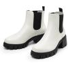 imageDREAM PAIRS Womens Elastic Chelsea Ankle Boots Platform Low Chunky Block Heel Lug Sole Slip on Fall Heeled Booties ShoesWhite