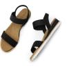 imageDREAM PAIRS Womens Espadrilles Ankle Stretch Elastic Strap Open Toe Wedges Flats SandalsBlacksuede