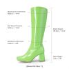imageDREAM PAIRS Womens Gogo Boots Square Toe Chunky Wide Calf Knee High Boots For WomenGreenpat