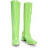 imageDREAM PAIRS Womens Gogo Boots Square Toe Chunky Wide Calf Knee High Boots For WomenGreenpat