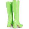 imageDREAM PAIRS Womens Gogo Boots Square Toe Chunky Wide Calf Knee High Boots For WomenGreenpat