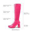 imageDREAM PAIRS Womens Gogo Boots Square Toe Chunky Wide Calf Knee High Boots For WomenHot Pinkpat
