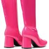imageDREAM PAIRS Womens Gogo Boots Square Toe Chunky Wide Calf Knee High Boots For WomenHot Pinkpat