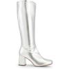 imageDREAM PAIRS Womens Gogo Boots Square Toe Chunky Wide Calf Knee High Boots For WomenMetallic Silver