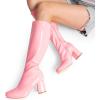 imageDREAM PAIRS Womens Gogo Boots Square Toe Chunky Wide Calf Knee High Boots For WomenPinkpat