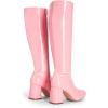 imageDREAM PAIRS Womens Gogo Boots Square Toe Chunky Wide Calf Knee High Boots For WomenPinkpat