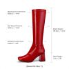 imageDREAM PAIRS Womens Gogo Boots Square Toe Chunky Wide Calf Knee High Boots For WomenRedPatentPu