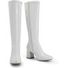 imageDREAM PAIRS Womens Gogo Boots Square Toe Chunky Wide Calf Knee High Boots For WomenWhitePatentPu