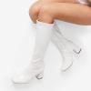 imageDREAM PAIRS Womens Gogo Boots Square Toe Chunky Wide Calf Knee High Boots For WomenWhitePatentPu