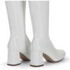 imageDREAM PAIRS Womens Gogo Boots Square Toe Chunky Wide Calf Knee High Boots For WomenWhitePatentPu