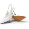 imageDREAM PAIRS Womens Heels Slingback Stiletto Pumps Shoes Pointed Closed Toe Kitten Heels Dress Bridal Elegant Wedding Sexy PartyWhitepu