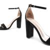 imageDREAM PAIRS Womens HiChunk High Heel Pump SandalsBlackSuede